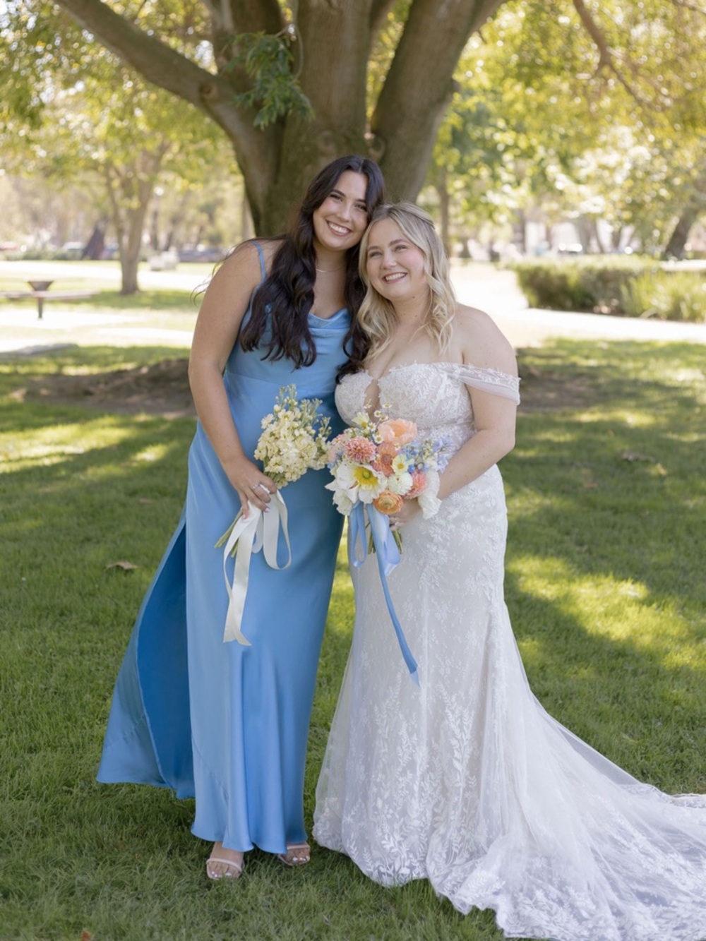Blue Satin Bridesmaid Dress — Steel Blue
